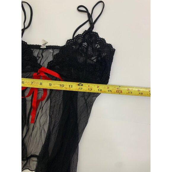 Black Lace Open Front Mesh Lingerie Top Size Extra Large - Picture 7 of 8